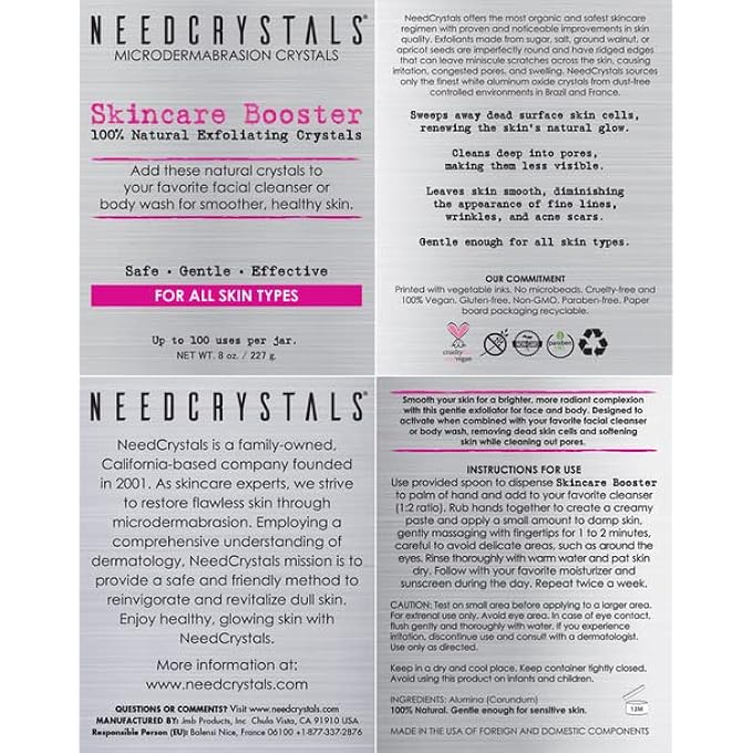 NeedCrystals MICRODERMABRASION CRYSTALS 8 OZ. / 227G. DIY FACE SCRUB. NATURAL FACIAL EXFOLIATOR FOR DULL OR DRY SKIN IMPROVES ACNE SCARS, BLACKHEADS, PORE SIZE, WRINKLES, BLEMISHES & SKIN TEXTURE - Image 3